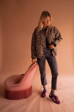 Luisa Oversized Leopard Print Snap Jacket