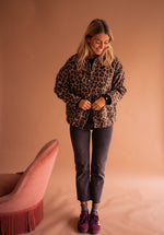 Luisa Oversized Leopard Print Snap Jacket