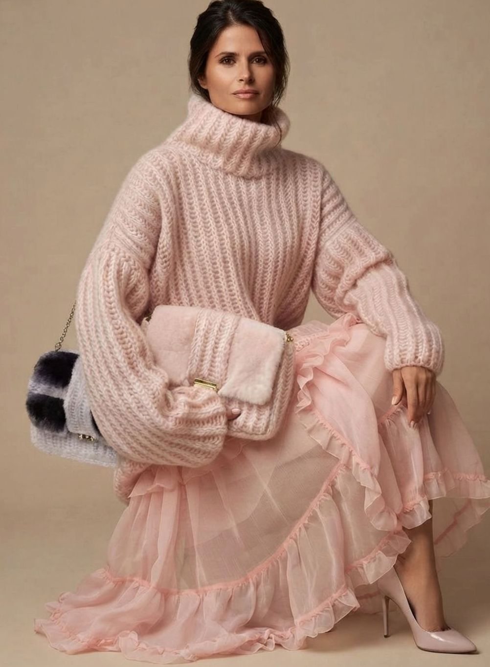 Charlotte Oversized Fluffy Turtleneck Sweater