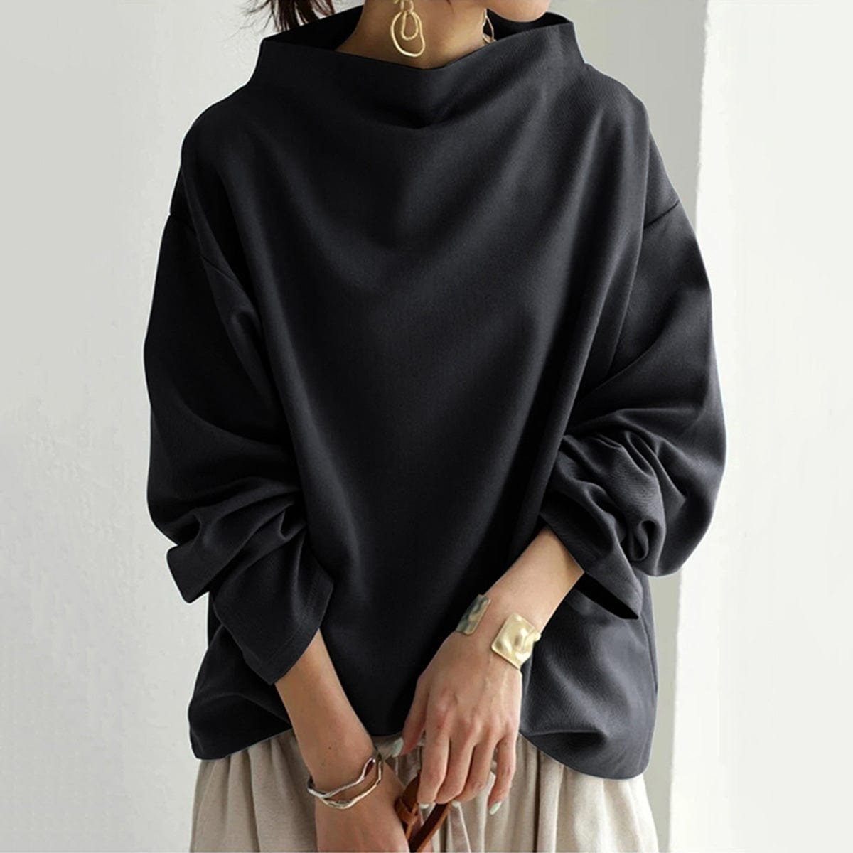 Mia Oversized High-Neck Knit Sweater