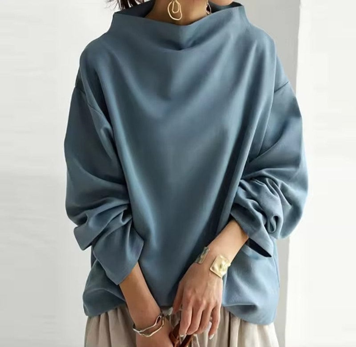Mia Oversized High-Neck Knit Sweater