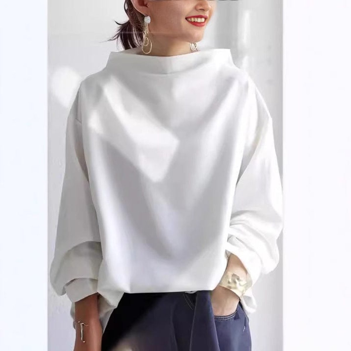 Mia Oversized High-Neck Knit Sweater