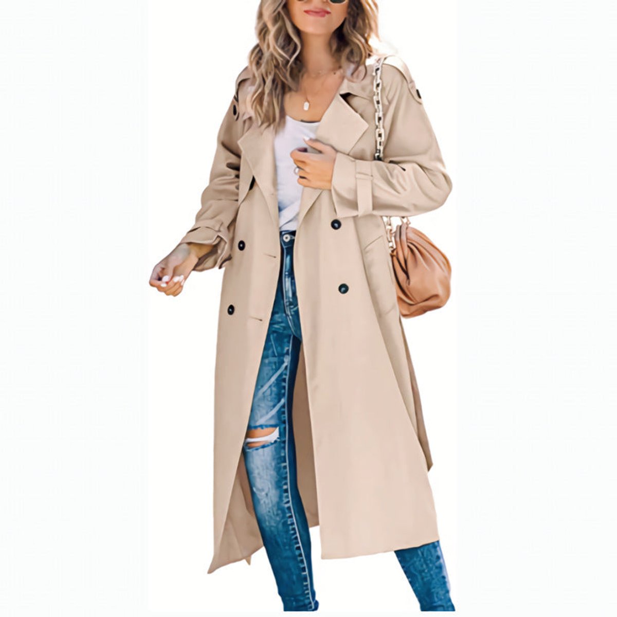 Sophie Oversized Double-Breasted Belted Trench Coat