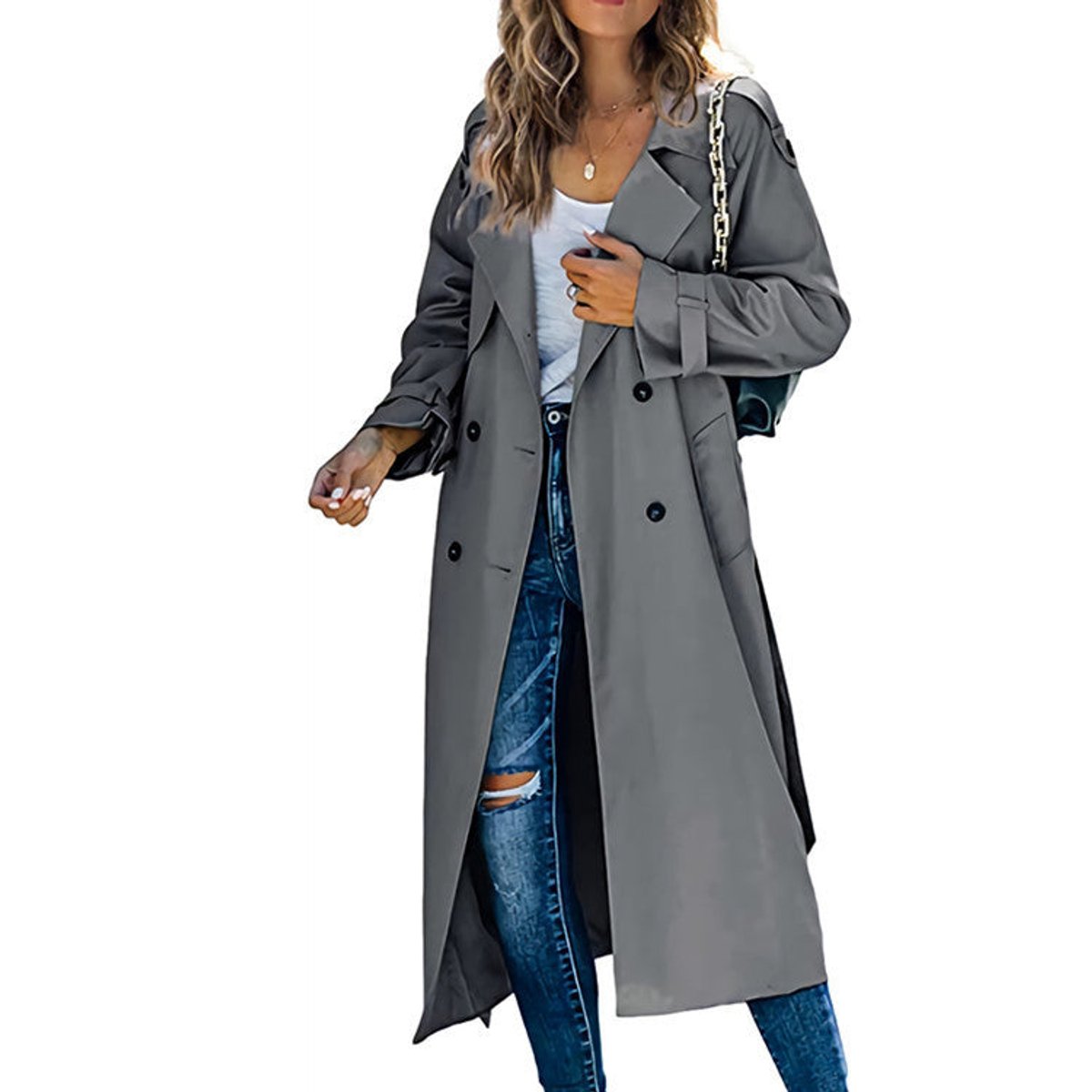Sophie Oversized Double-Breasted Belted Trench Coat