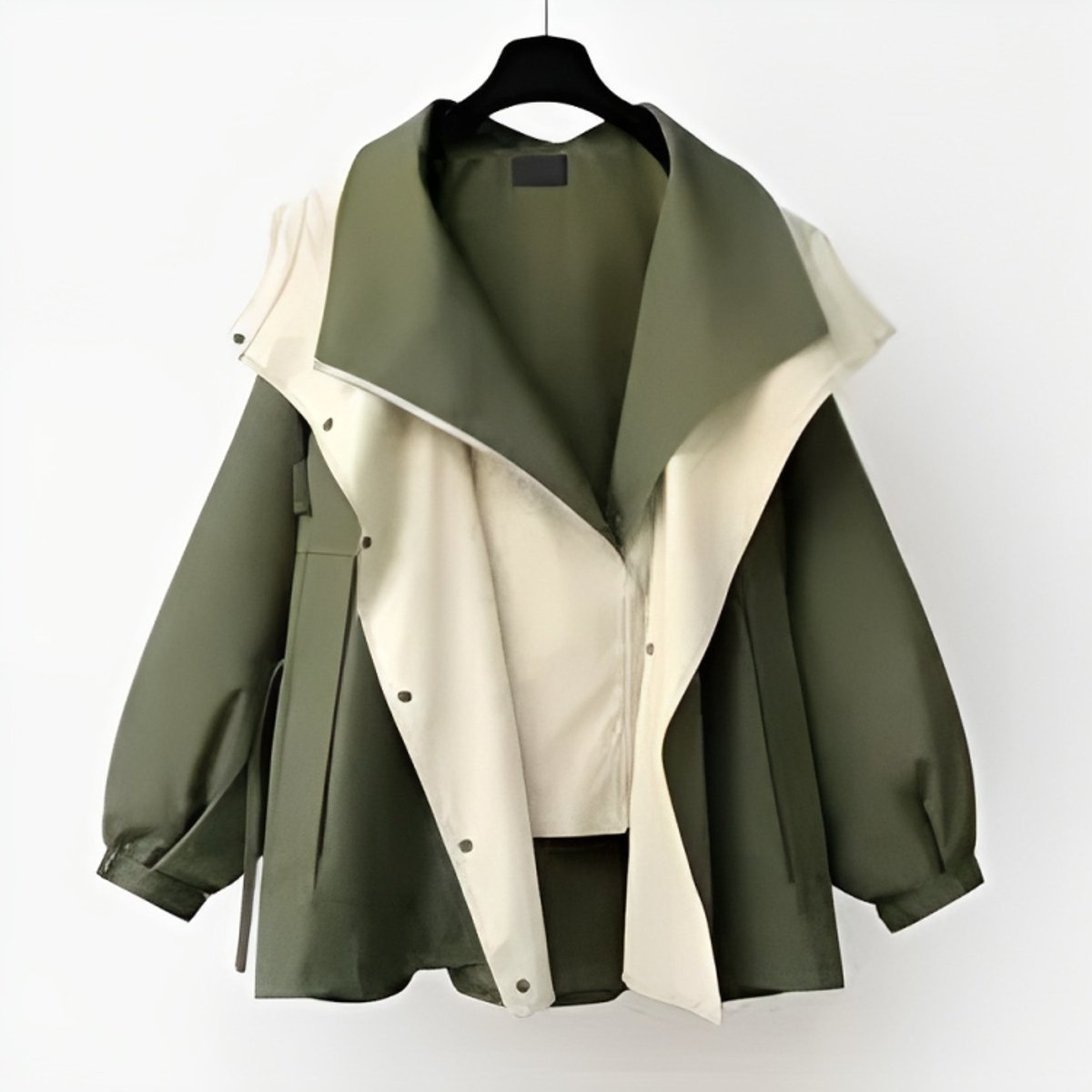 Hannah Oversized Waterproof Short Trench Coat with Double Collar