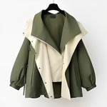 Hannah Oversized Waterproof Short Trench Coat with Double Collar