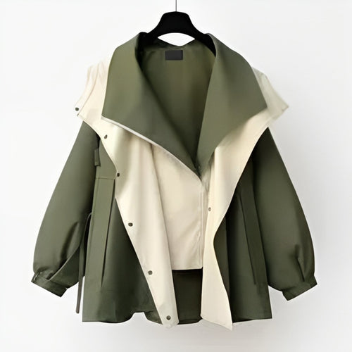 Hannah Oversized Waterproof Short Trench Coat with Double Collar