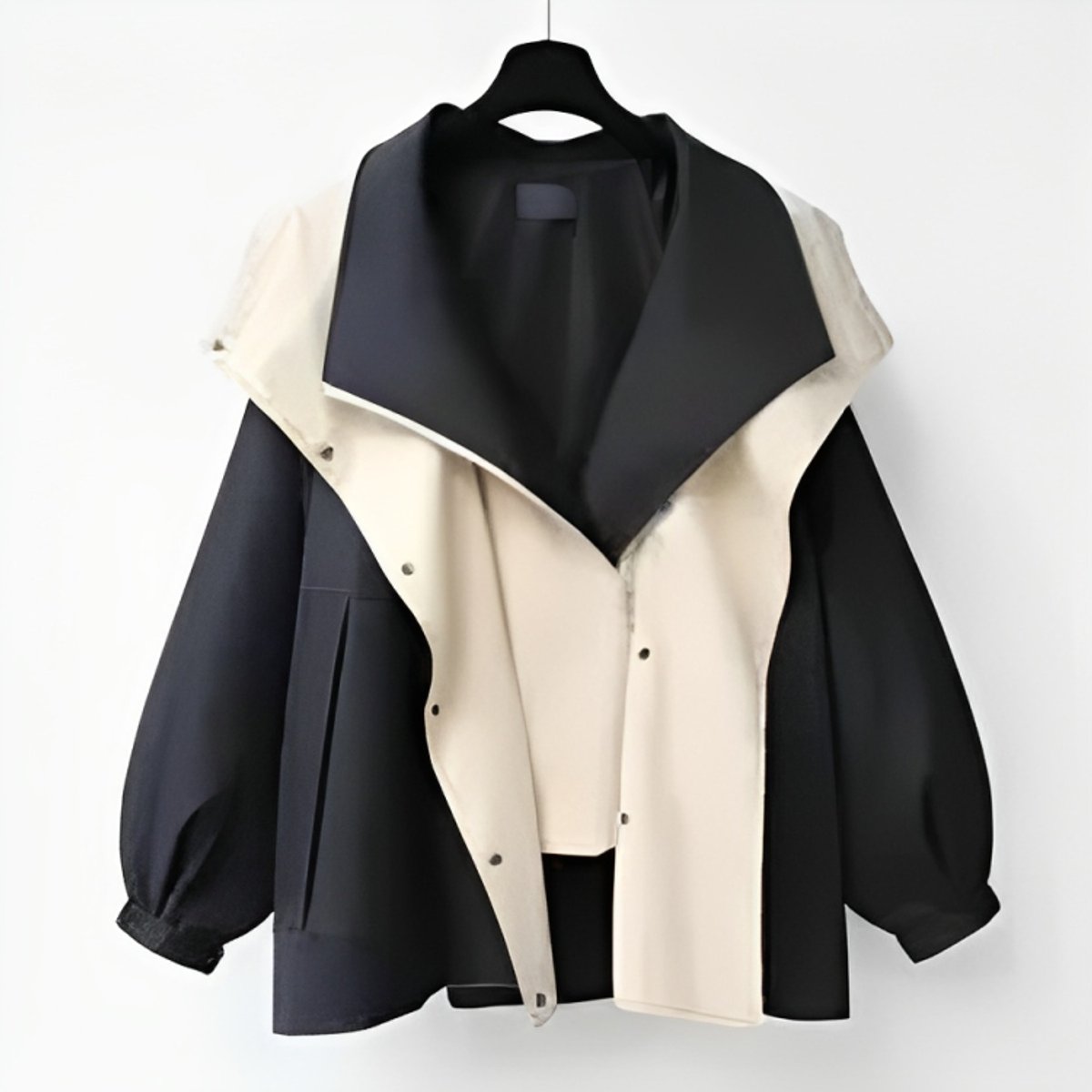 Hannah Oversized Waterproof Short Trench Coat with Double Collar