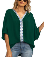 Luisa Oversized V-Neck Tunic with Geometric Embroidery
