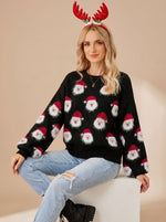 Lena Oversized Santa Print Christmas Sweater