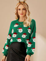 Lena Oversized Santa Print Christmas Sweater