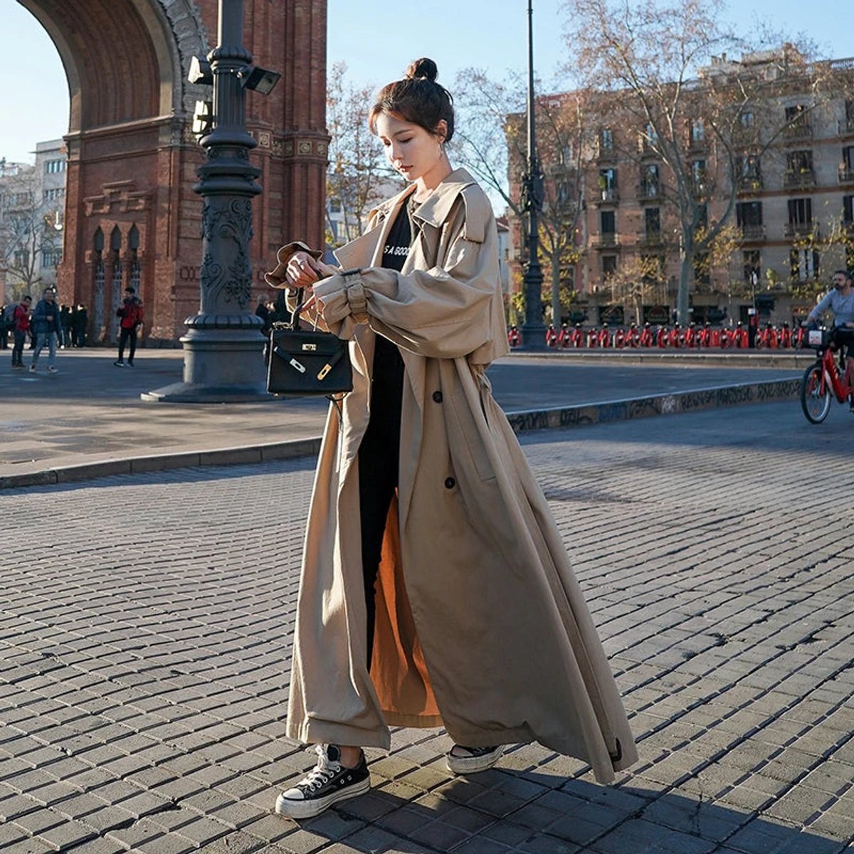 Emilia Oversized Double-Breasted Belted Maxi Trench Coat