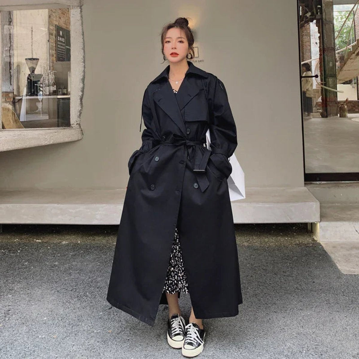 Emilia Oversized Double-Breasted Belted Maxi Trench Coat