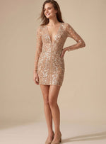 Lena Sequin Long-Sleeve Bodycon Dress