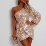 Emilia One-Shoulder Sequin Cocktail Dress
