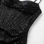 Nora Sequin Corset Maxi Dress with Leg Slit