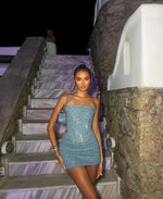 Emilia Sequin Denim Bandeau Top and Skirt Set