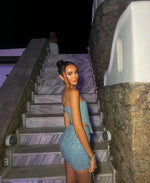 Emilia Sequin Denim Bandeau Top and Skirt Set
