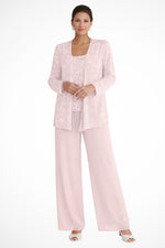 Elfriede Sequin Wide-Leg Three-Piece Suit Set