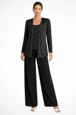 Elfriede Sequin Wide-Leg Three-Piece Suit Set