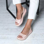 Elisabeth Peep-Toe Slingback Flat Summer Sandals