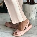 Elisabeth Peep-Toe Slingback Flat Summer Sandals