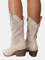 Clara Perforated Suede Knee-High Boots