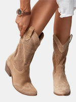 Clara Perforated Suede Knee-High Boots