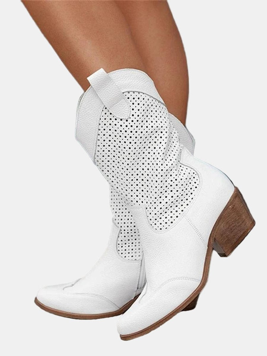 Clara Perforated Suede Knee-High Boots