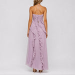 Luisa Pleated Ruffle Halter Maxi Dress