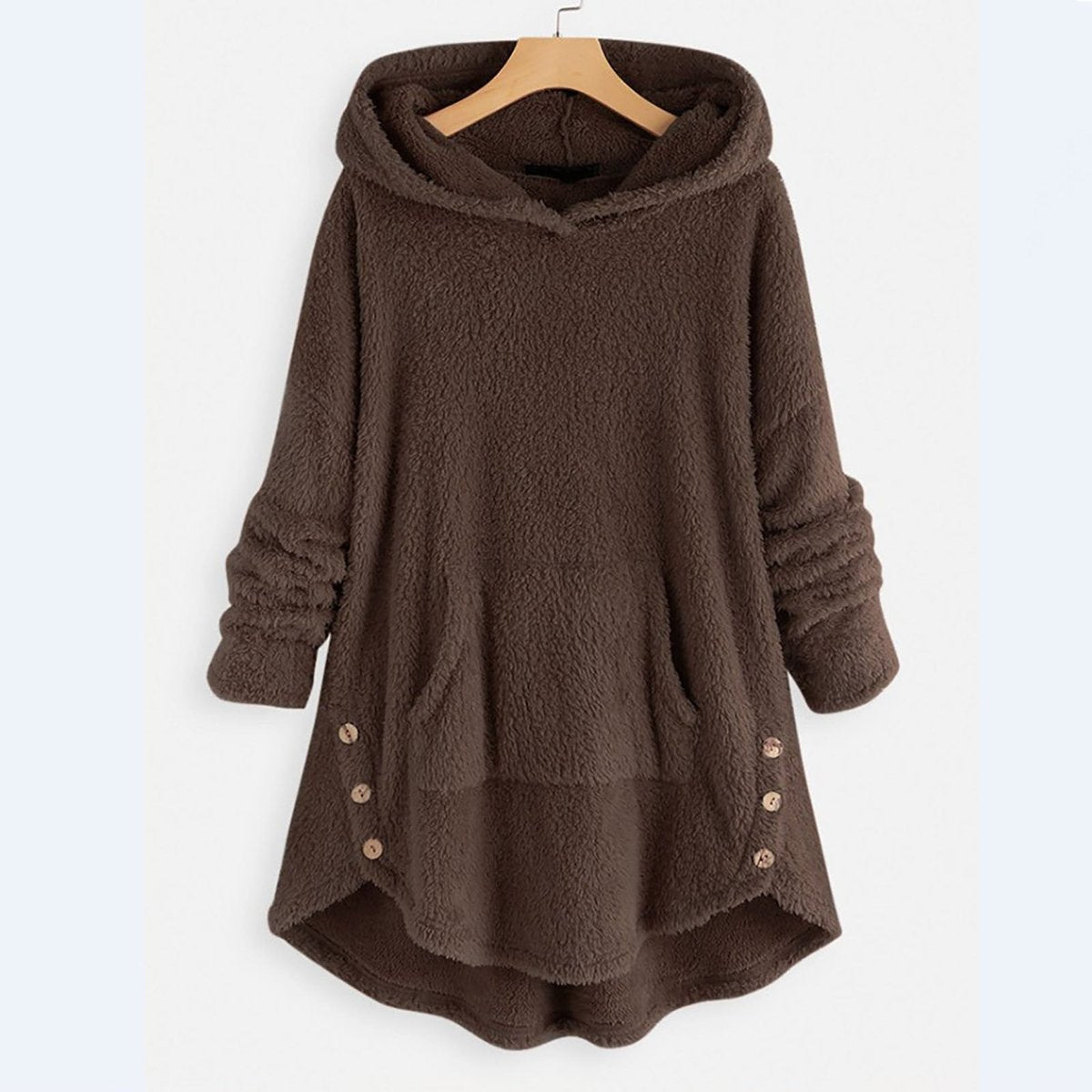 Lena Plush Cat Print Zip Hoodie