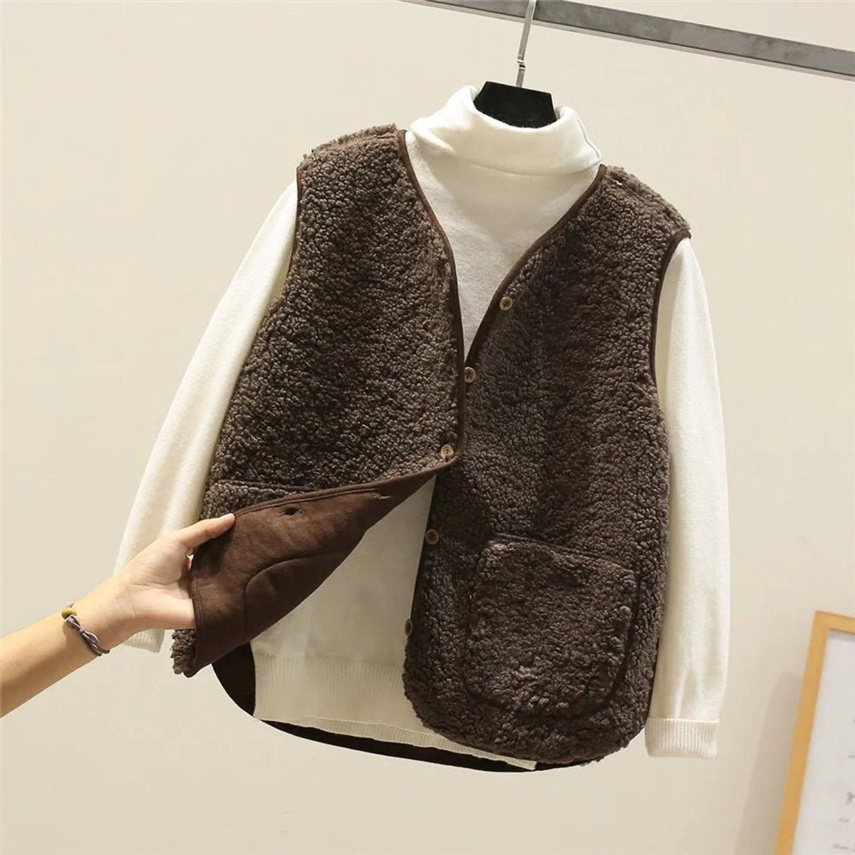 Marlene Teddy Fleece Button-Front Vest