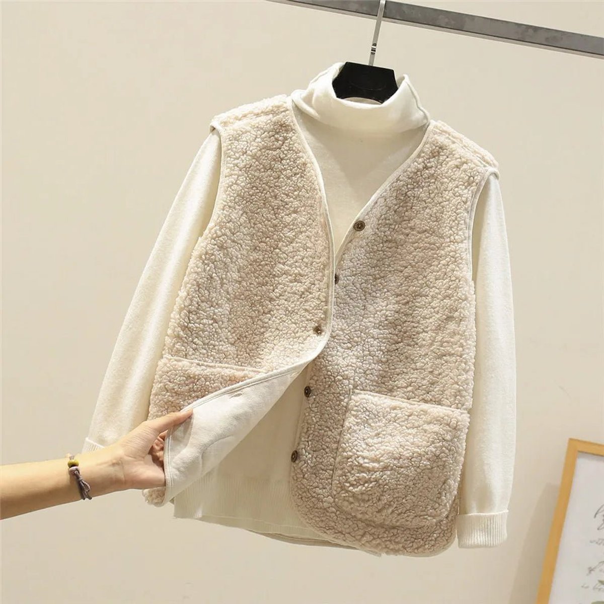 Marlene Teddy Fleece Button-Front Vest