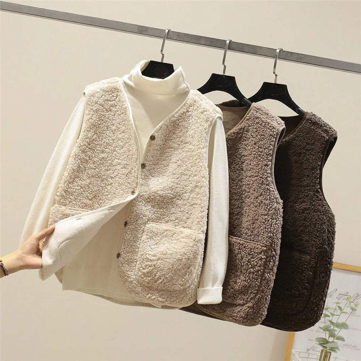 Marlene Teddy Fleece Button-Front Vest