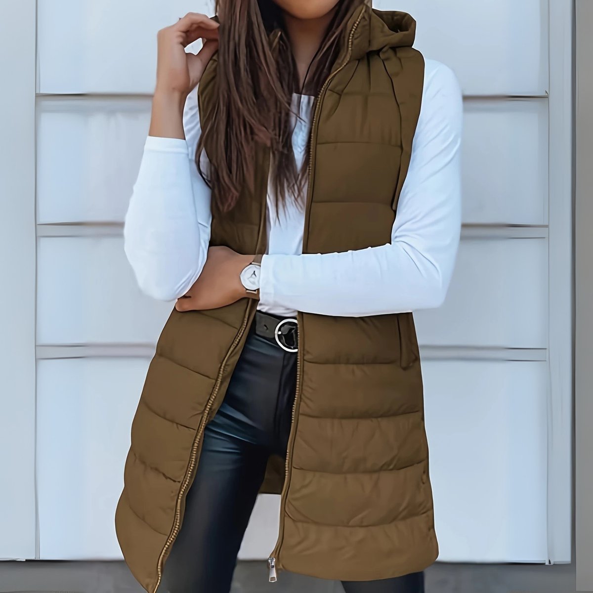 Frieda Hooded Longline Puffer Vest