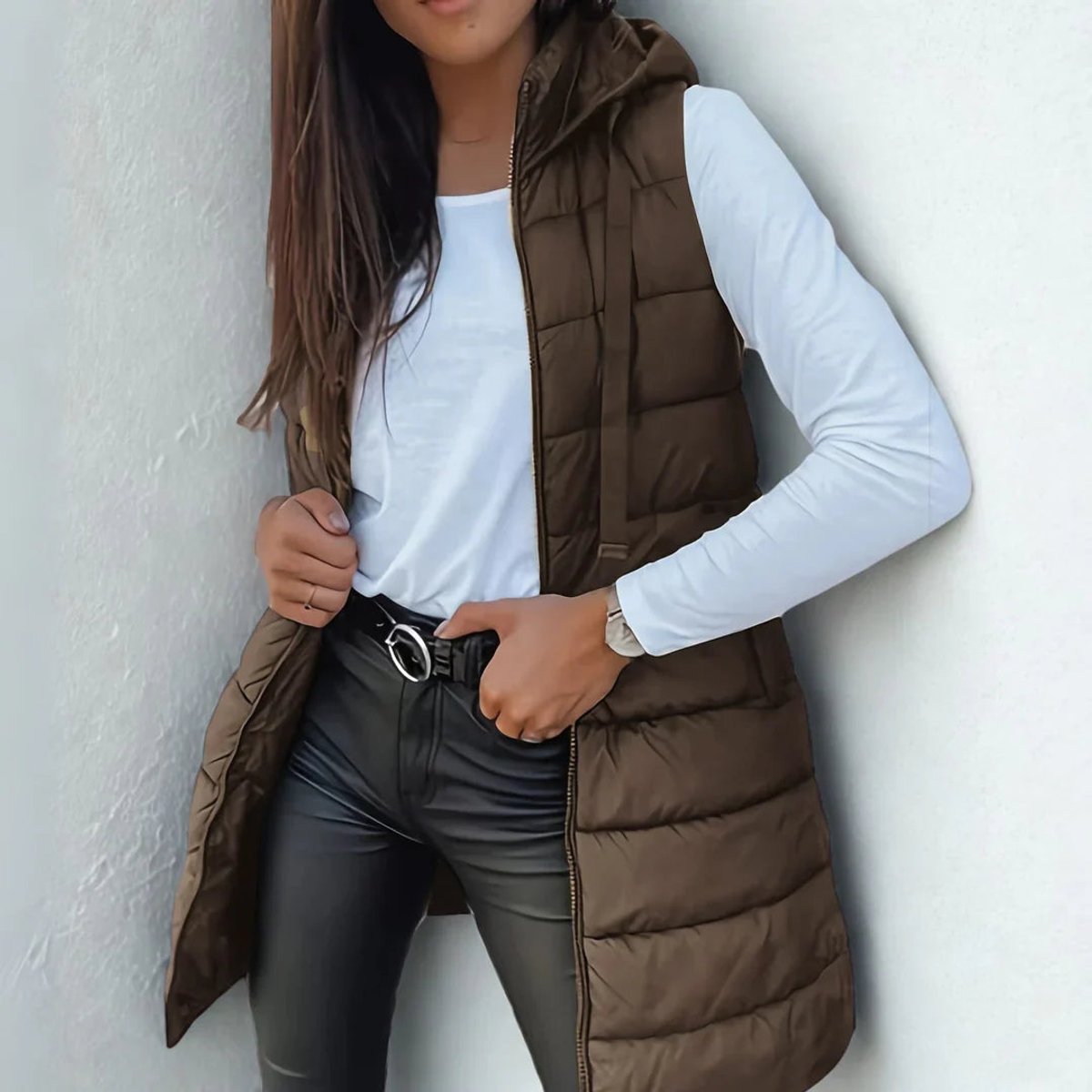 Frieda Hooded Longline Puffer Vest