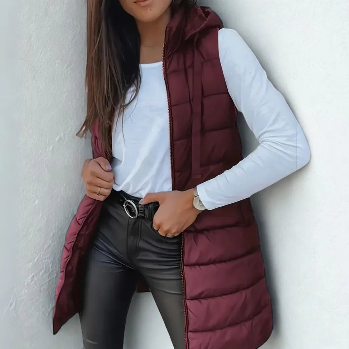 Frieda Hooded Longline Puffer Vest