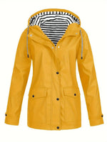 Marlene Striped Lining Hooded Rain Coat