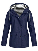 Marlene Striped Lining Hooded Rain Coat
