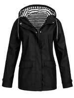 Marlene Striped Lining Hooded Rain Coat