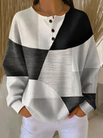 Annika Colorblock Waffle Knit Henley Sweater