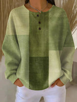 Annika Colorblock Waffle Knit Henley Sweater