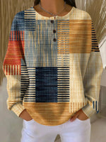 Annika Colorblock Waffle Knit Henley Sweater