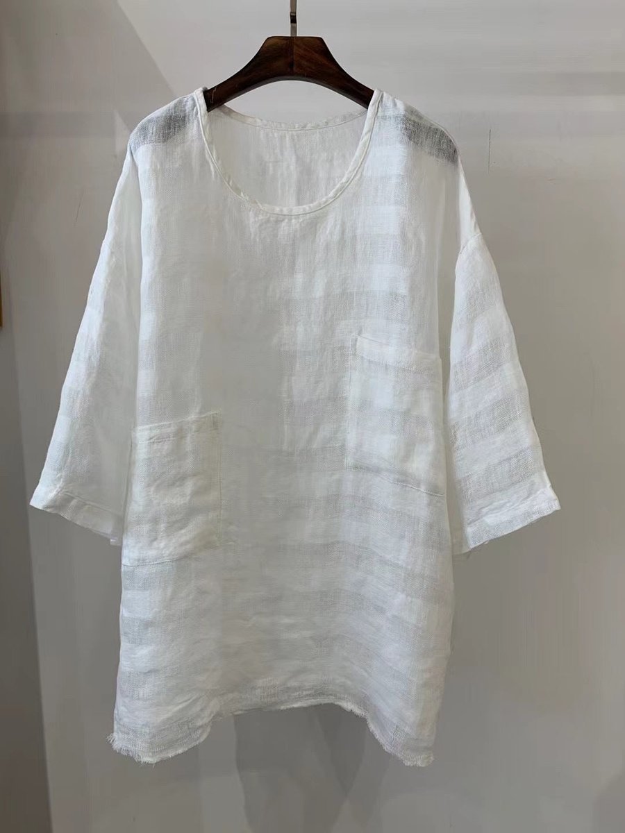Emilia Relaxed-Fit Linen Tunic with Patch Pockets