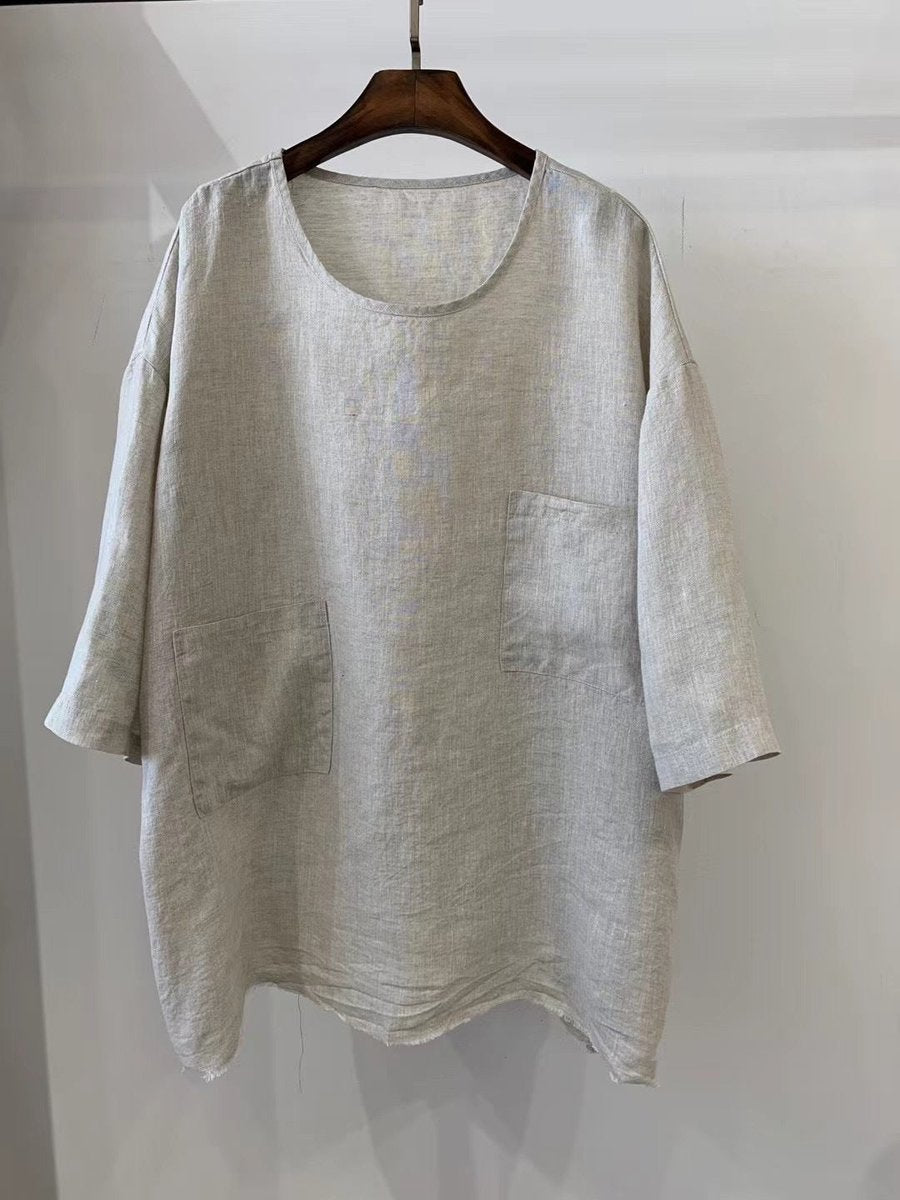 Emilia Relaxed-Fit Linen Tunic with Patch Pockets