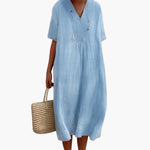 Johanna Relaxed-Fit V-Neck Linen Midi Dress
