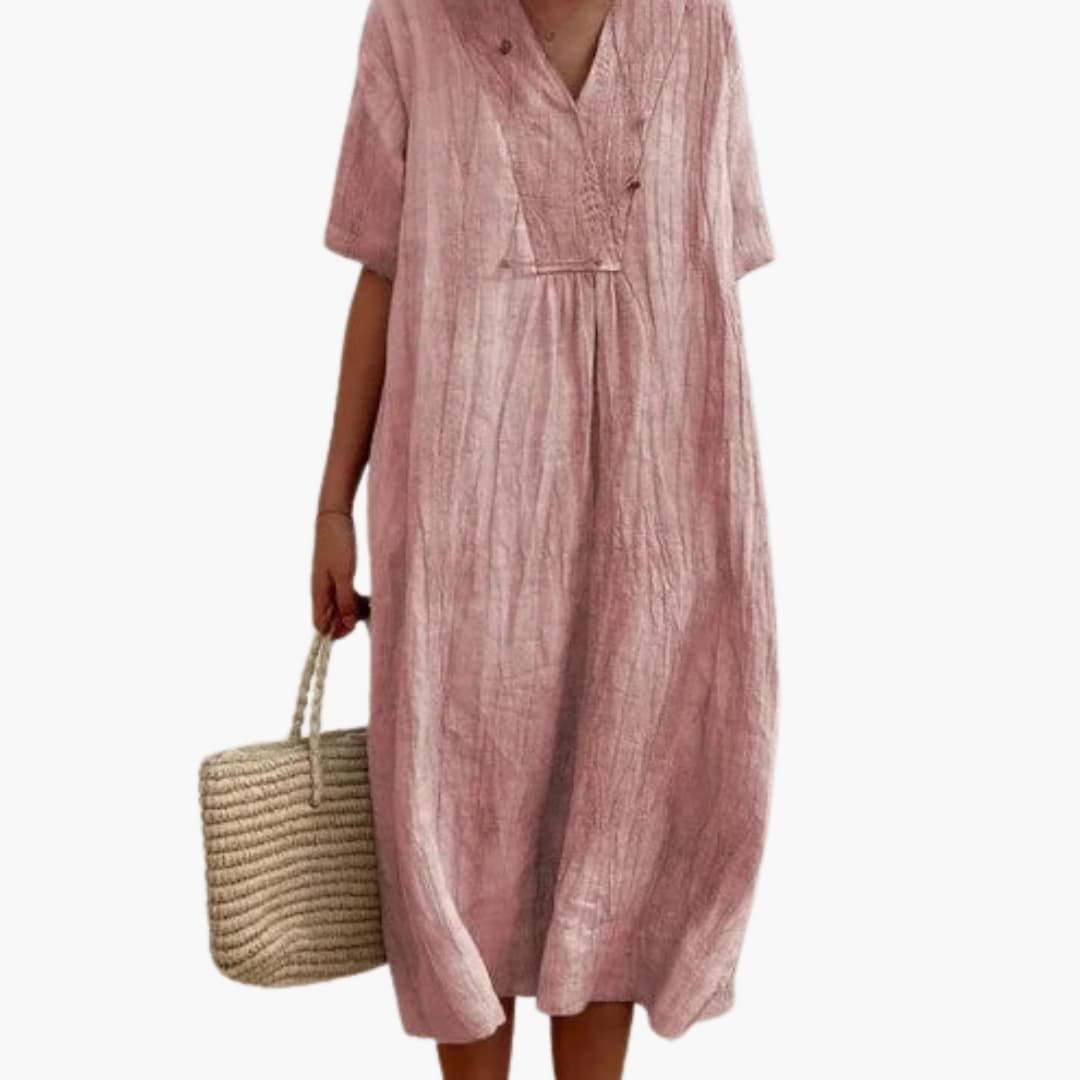 Johanna Relaxed-Fit V-Neck Linen Midi Dress