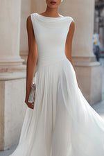 Annika Sleeveless Cowl Neck Pleated Midi Dress