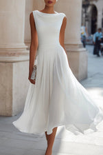 Annika Sleeveless Cowl Neck Pleated Midi Dress