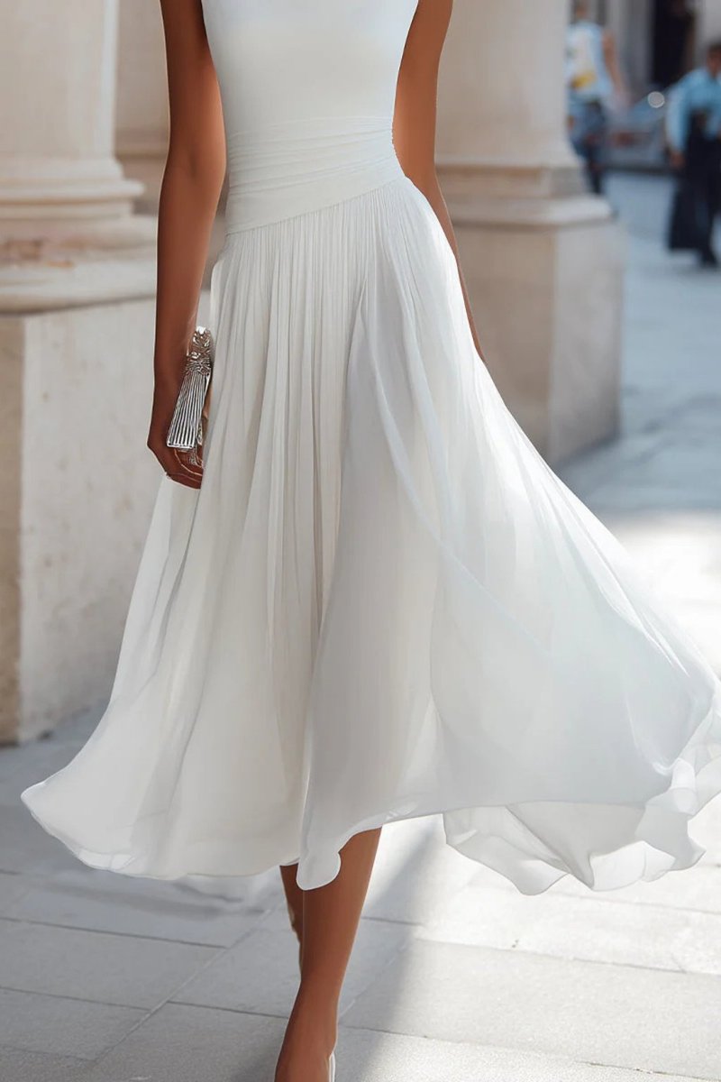 Annika Sleeveless Cowl Neck Pleated Midi Dress